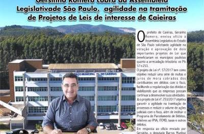 Gersinho Romero cobra do Poder Legislativo, agilidade na tramitação de Projetos de Leis de interesse de Caieiras