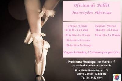 Prefeitura realiza inscrições para oficina de ballet