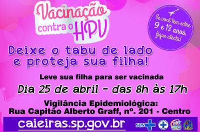 Secretaria da Saúde de Caieiras fará mutirão de vacinação contra o HPV no dia 25