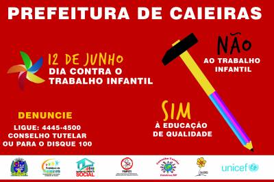 Secretaria de Desenvolvimento Social de Caieiras realizará campanha contra o trabalho infantil