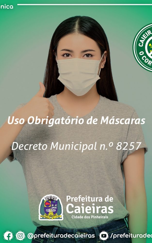 Uso de máscaras será obrigatório em Caieiras a partir de 4 de maio