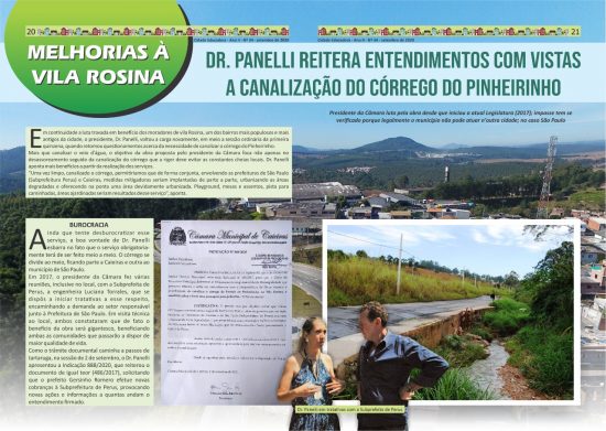 MELHORIAS À VL. ROSINA, Dr. Panelli reitera entendimentos com vistas a canalização do córrego do Pinheirinho